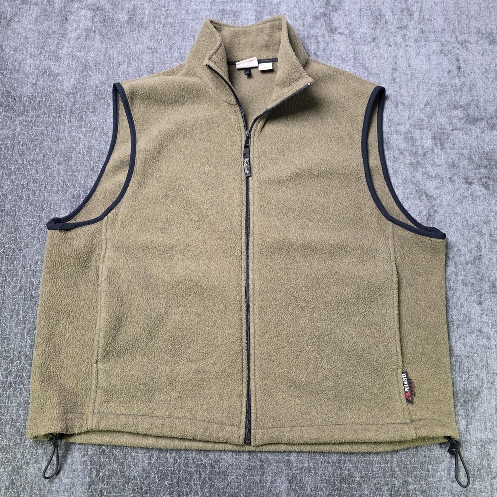 Vtg Woolrich Polartek Vest Mens XL Army Green Fleece Hiking Hunting Outdoor